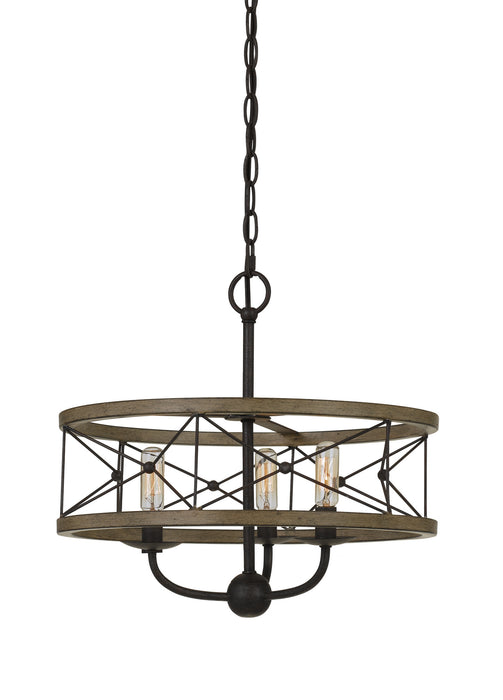 Cal Lighting FX-3685-3 Three Light Pendant, Distress Ivory/Iron