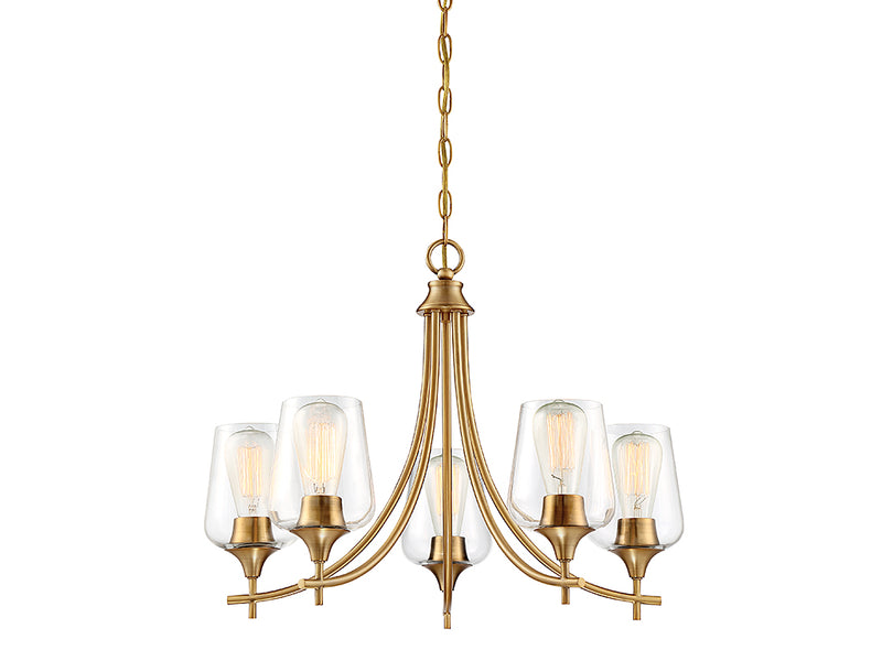 Savoy House 1-4032-5-322 Five Light Chandelier, Warm Brass
