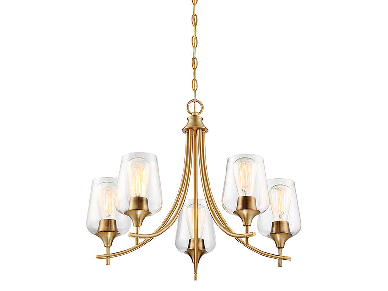 Savoy House 1-4032-5-322 Five Light Chandelier, Warm Brass