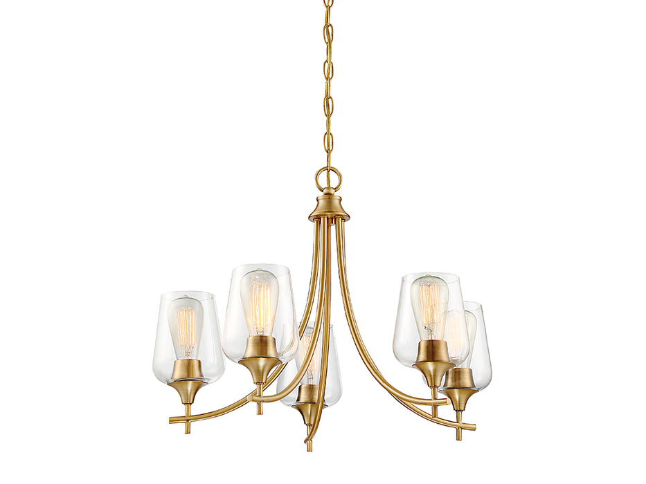 Savoy House 1-4032-5-322 Five Light Chandelier, Warm Brass