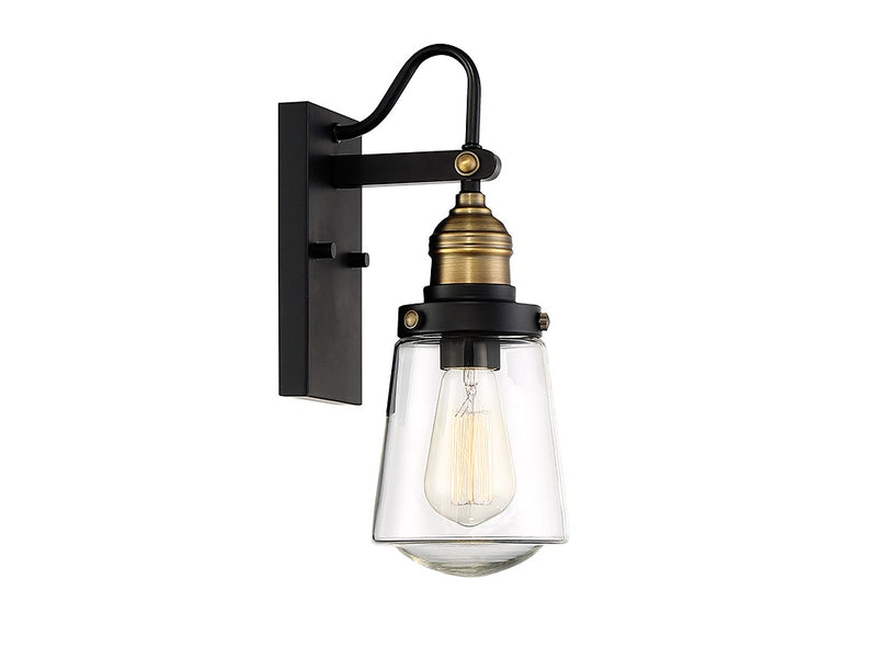 Savoy House 5-2067-51 One Light Wall Mount, Vintage Black with Warm Brass