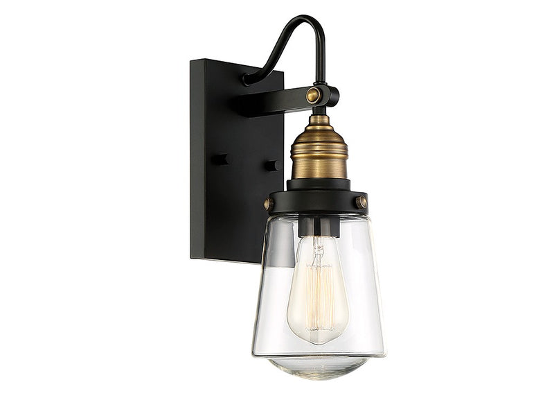 Savoy House 5-2067-51 One Light Wall Mount, Vintage Black with Warm Brass