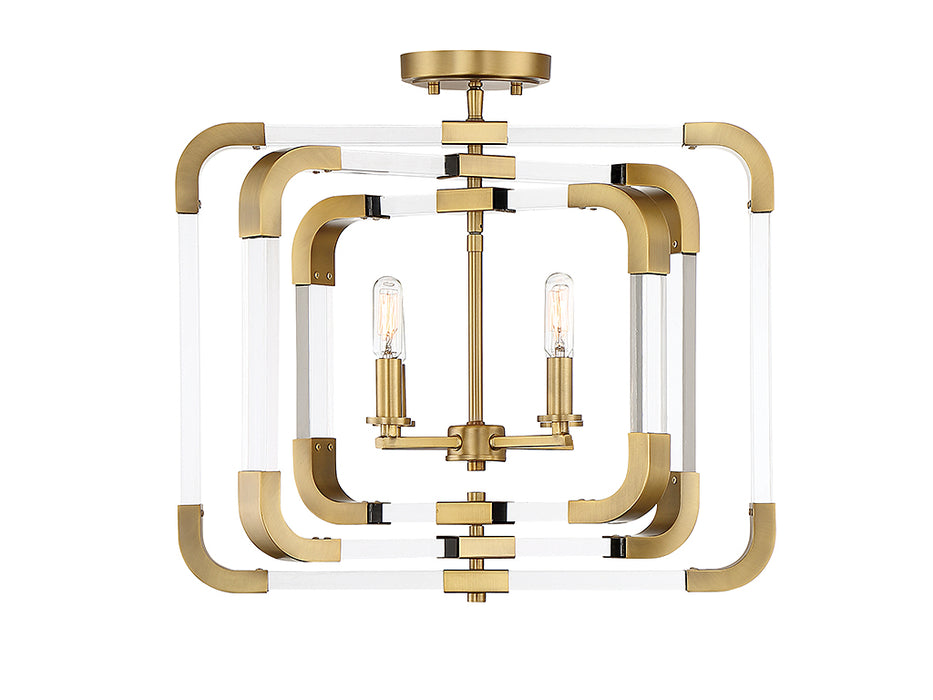 Savoy House 6-1662-4-322 Four Light Semi-Flush Mount, Warm Brass