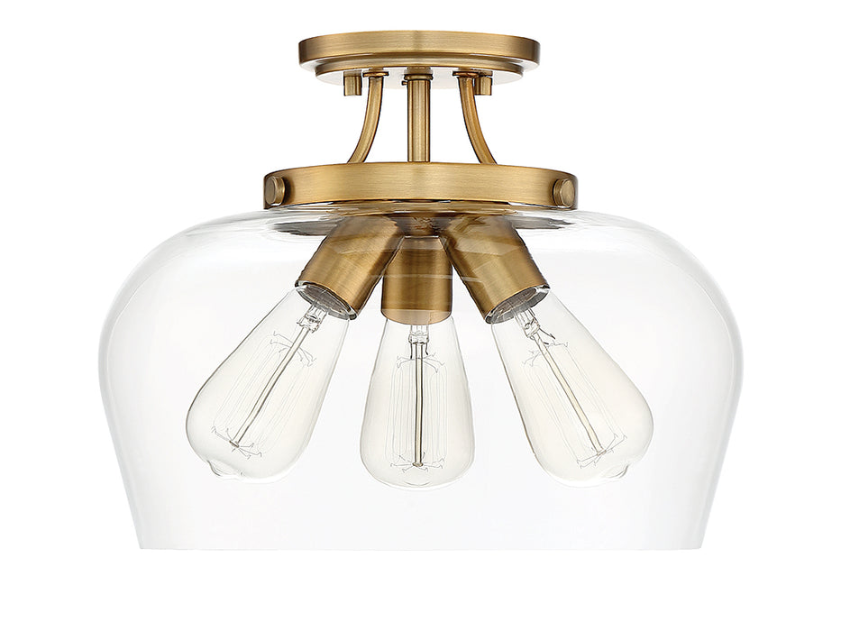 Savoy House 6-4035-3-322 Three Light Semi-Flush Mount, Warm Brass