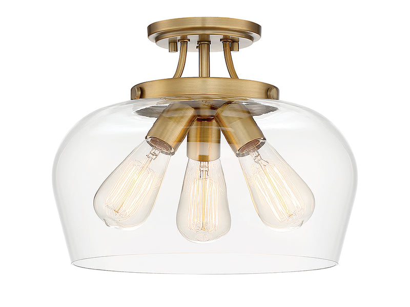 Savoy House 6-4035-3-322 Three Light Semi-Flush Mount, Warm Brass