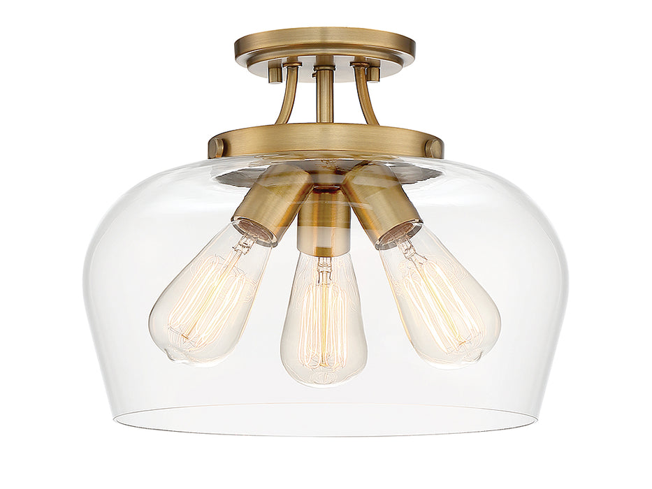 Savoy House 6-4035-3-322 Three Light Semi-Flush Mount, Warm Brass