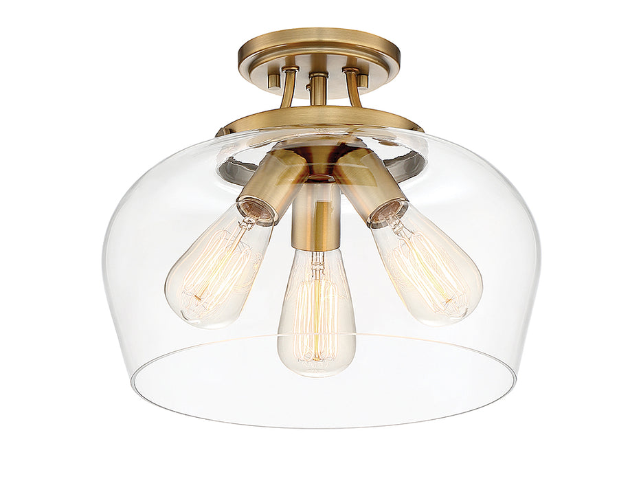 Savoy House 6-4035-3-322 Three Light Semi-Flush Mount, Warm Brass
