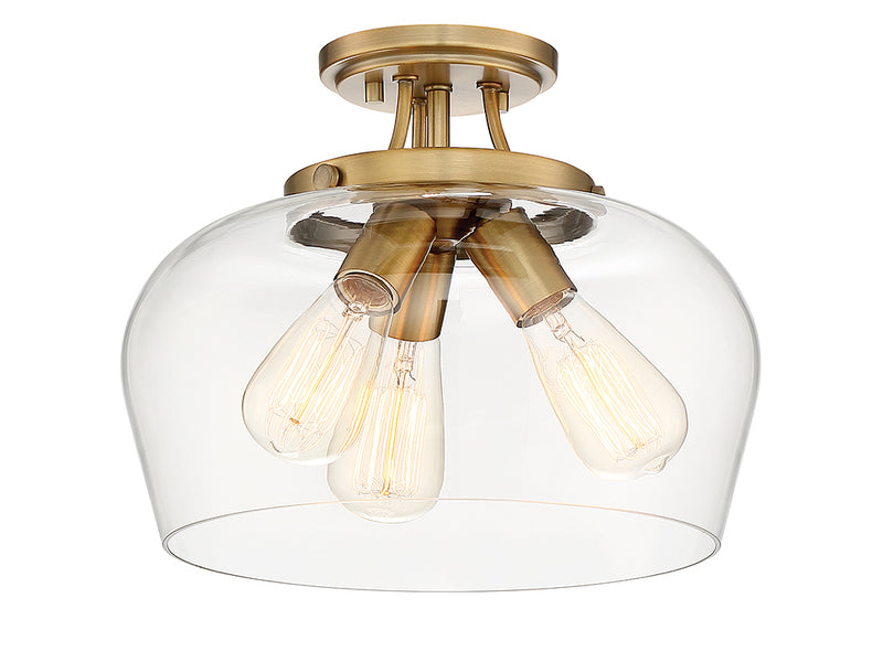 Savoy House 6-4035-3-322 Three Light Semi-Flush Mount, Warm Brass