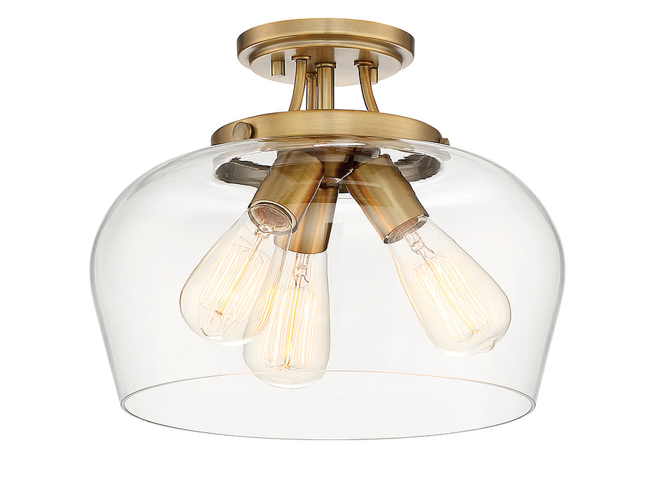 Savoy House 6-4035-3-322 Three Light Semi-Flush Mount, Warm Brass