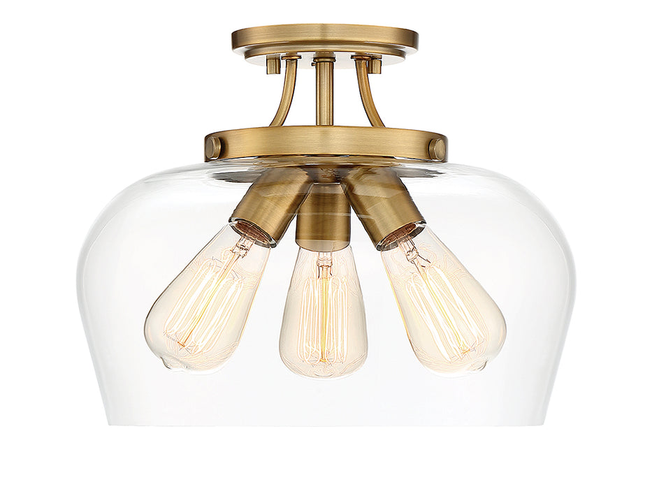 Savoy House 6-4035-3-322 Three Light Semi-Flush Mount, Warm Brass