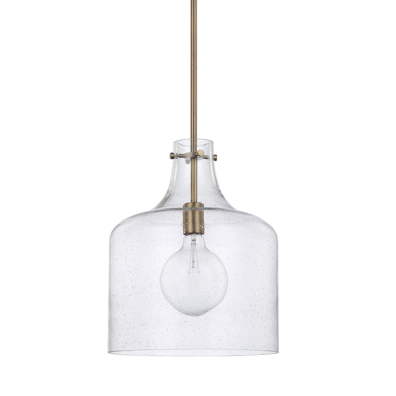 Capital Lighting 325712AD One Light Pendant, Aged Brass
