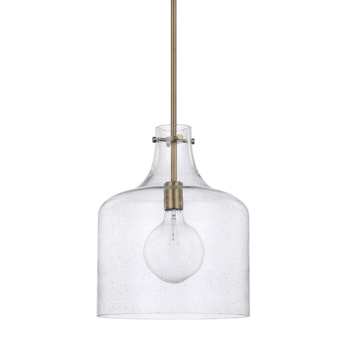 Capital Lighting 325712AD One Light Pendant, Aged Brass