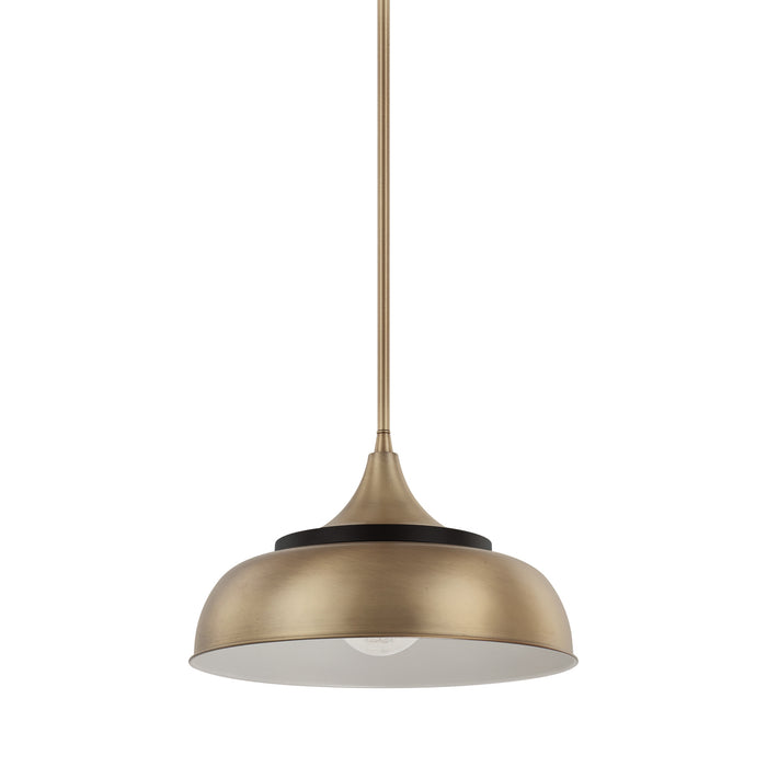 Capital Lighting 325713BX One Light Pendant, Brass and Onyx