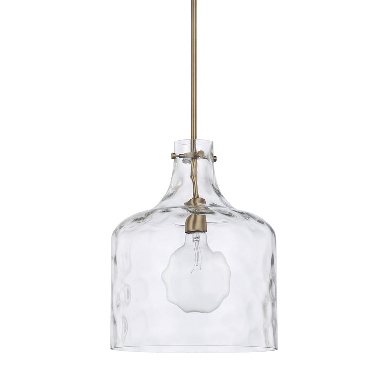 Capital Lighting 325717AD One Light Pendant, Aged Brass