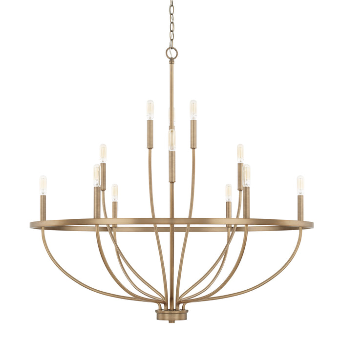 Capital Lighting 428501AD 12 Light Chandelier, Aged Brass