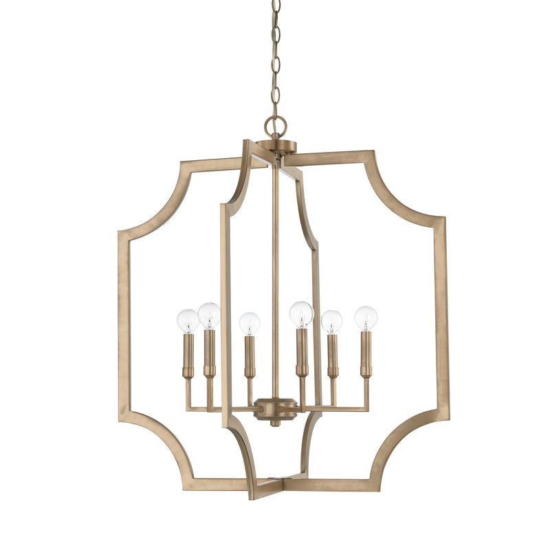 Capital Lighting 526161AD Six Light Foyer, Aged Brass