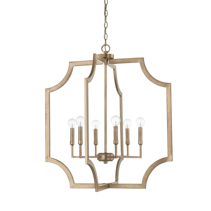 Capital Lighting 526161AD Six Light Foyer, Aged Brass
