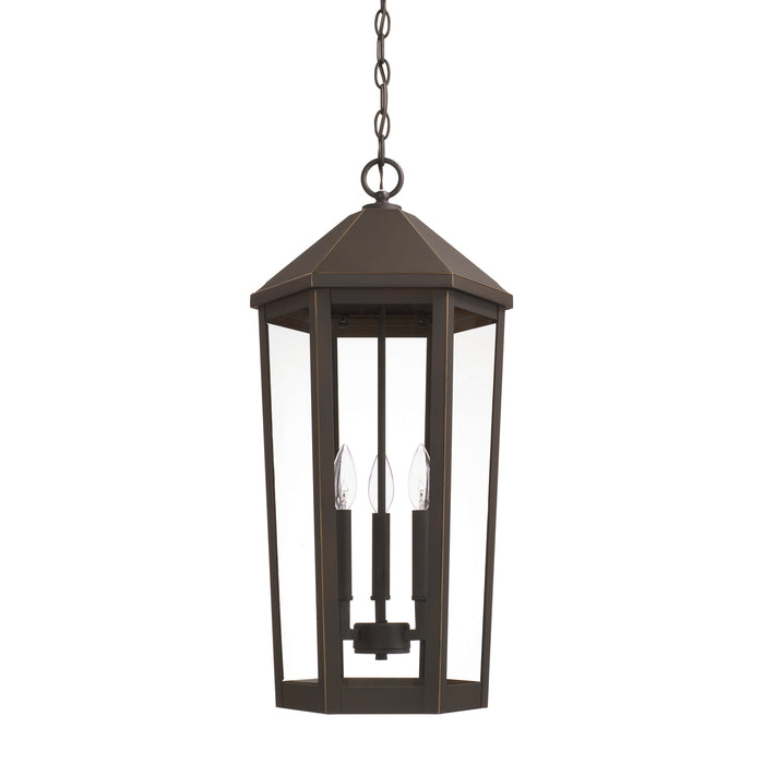 Capital Lighting 926933OZ Three Light Outdoor Hanging Lantern, Oiled Bronze