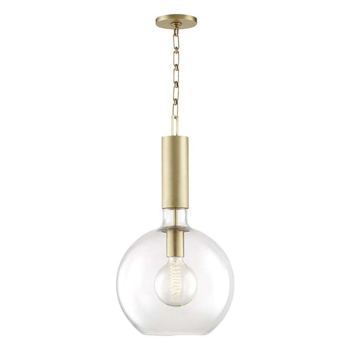 Hudson Valley 1413-AGB One Light Pendant, Aged Brass