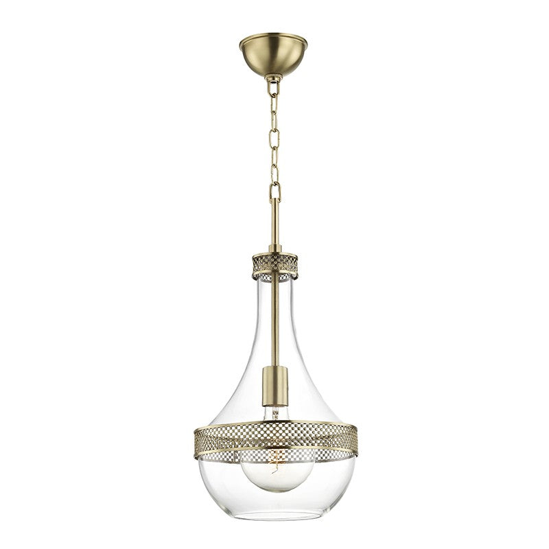 Hudson Valley 1810-AGB One Light Pendant, Aged Brass