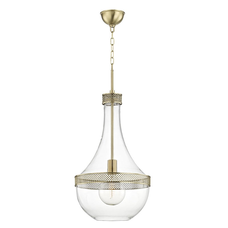 Hudson Valley 1814-AGB One Light Pendant, Aged Brass