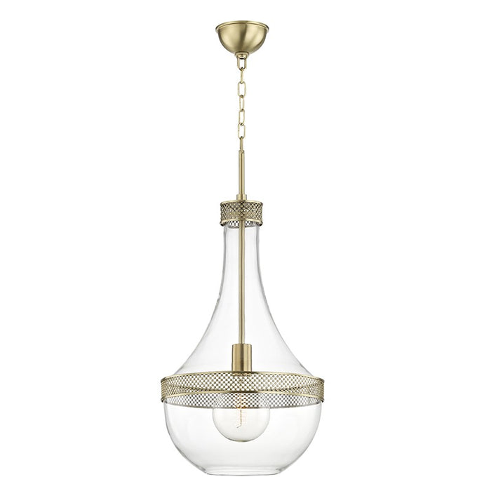 Hudson Valley 1814-AGB One Light Pendant, Aged Brass