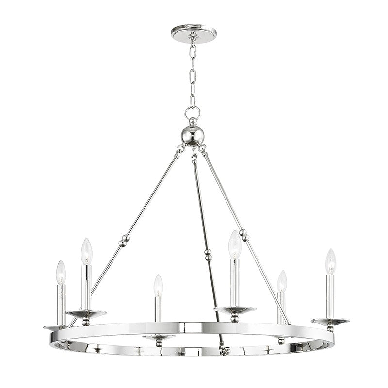 Hudson Valley 3206-PN Six Light Chandelier, Polished Nickel
