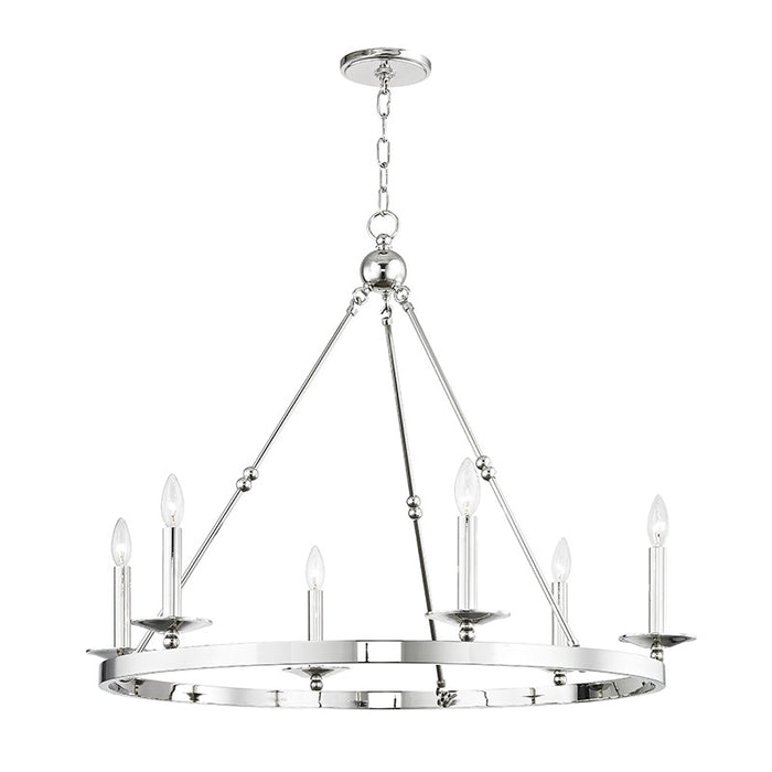 Hudson Valley 3206-PN Six Light Chandelier, Polished Nickel