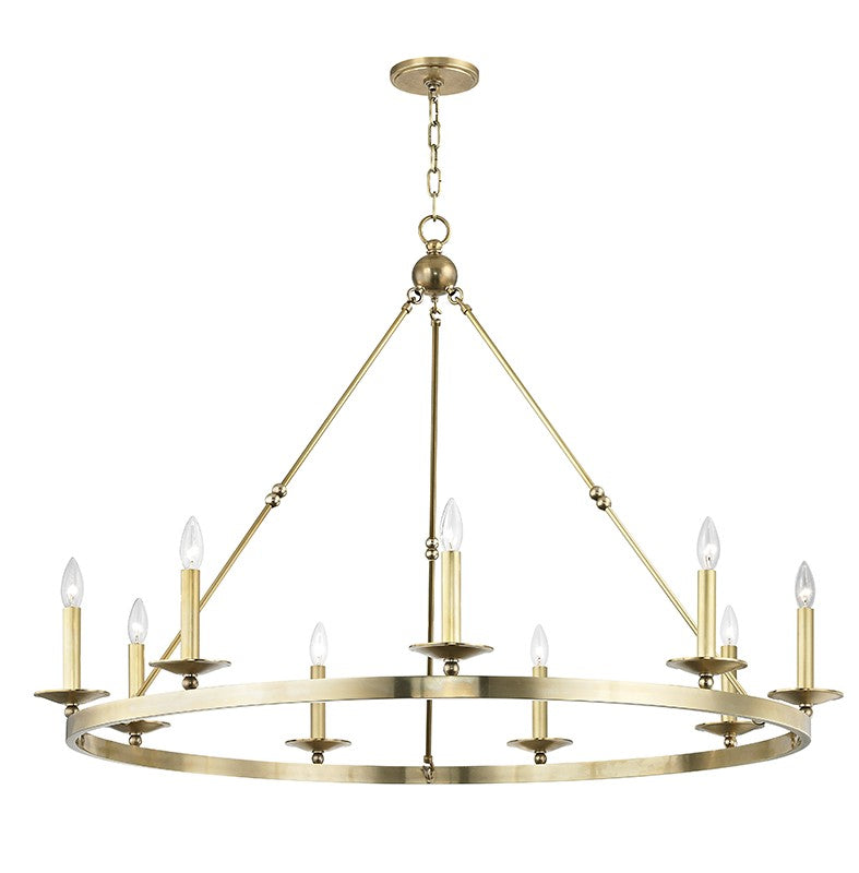 Hudson Valley 3209-AGB Nine Light Chandelier, Aged Brass