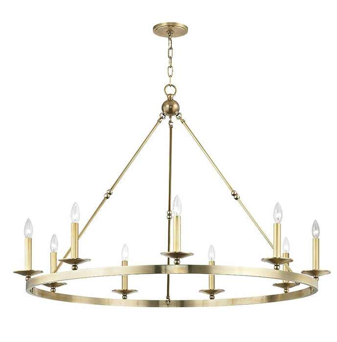 Hudson Valley 3209-AGB Nine Light Chandelier, Aged Brass