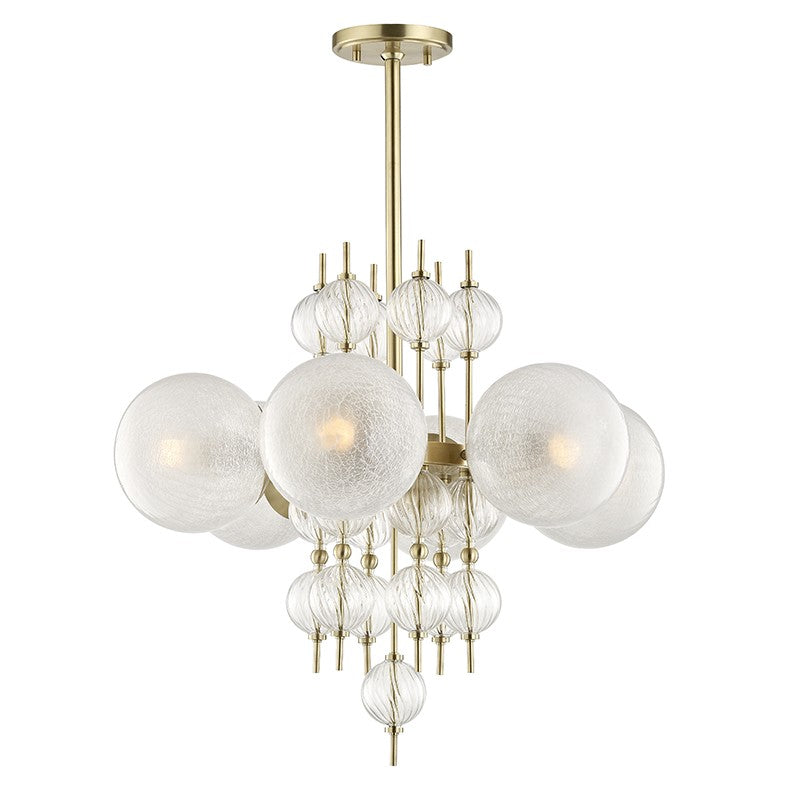 Hudson Valley 6427-AGB Six Light Chandelier, Aged Brass