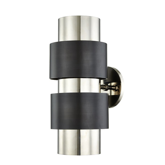 Hudson Valley 9420-PNOB Two Light Wall Sconce, Polished Nickel/Old Bronze Combo