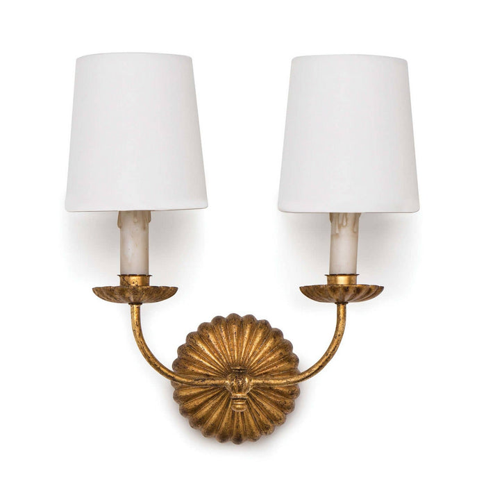 Regina Andrew 15-1074 Two Light Wall Sconce, Antique Gold Leaf