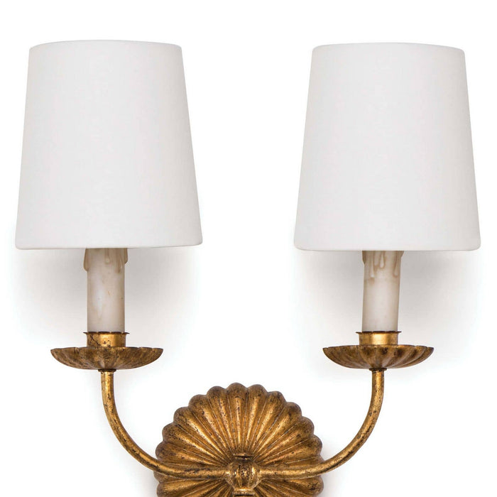 Regina Andrew 15-1074 Two Light Wall Sconce, Antique Gold Leaf