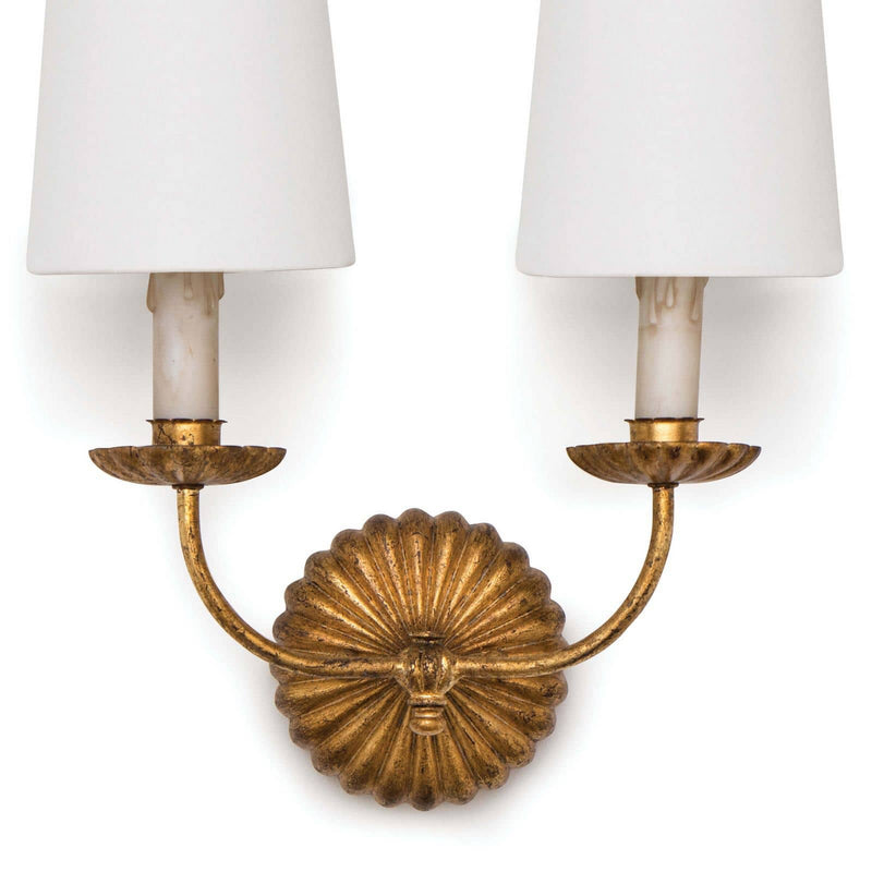 Regina Andrew 15-1074 Two Light Wall Sconce, Antique Gold Leaf