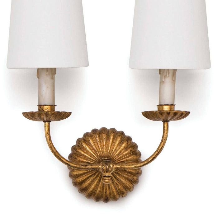 Regina Andrew 15-1074 Two Light Wall Sconce, Antique Gold Leaf