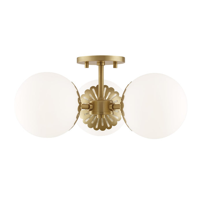 Mitzi H193603-AGB Three Light Semi Flush Mount, Aged Brass