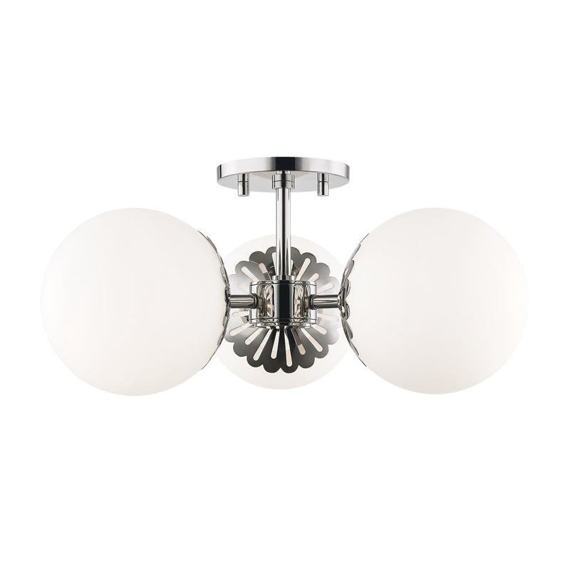 Mitzi H193603-PN Three Light Semi Flush Mount, Polished Nickel