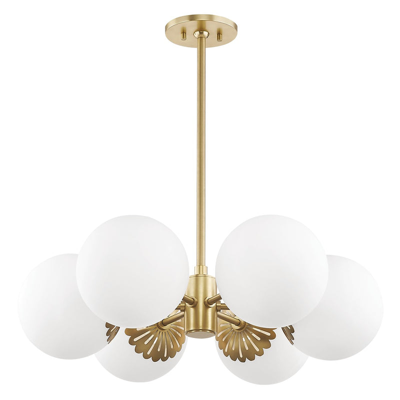 Mitzi H193806-AGB Six Light Chandelier, Aged Brass