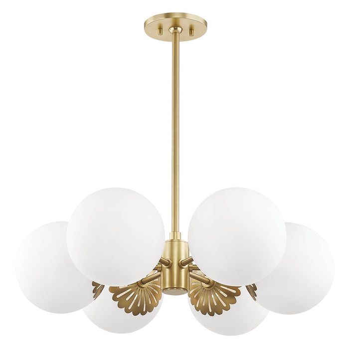 Mitzi H193806-AGB Six Light Chandelier, Aged Brass