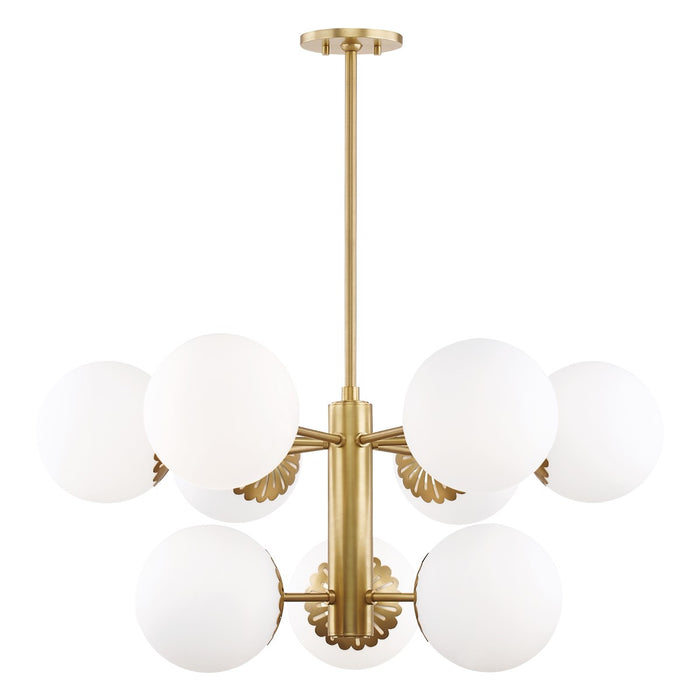 Mitzi H193809-AGB Nine Light Chandelier, Aged Brass