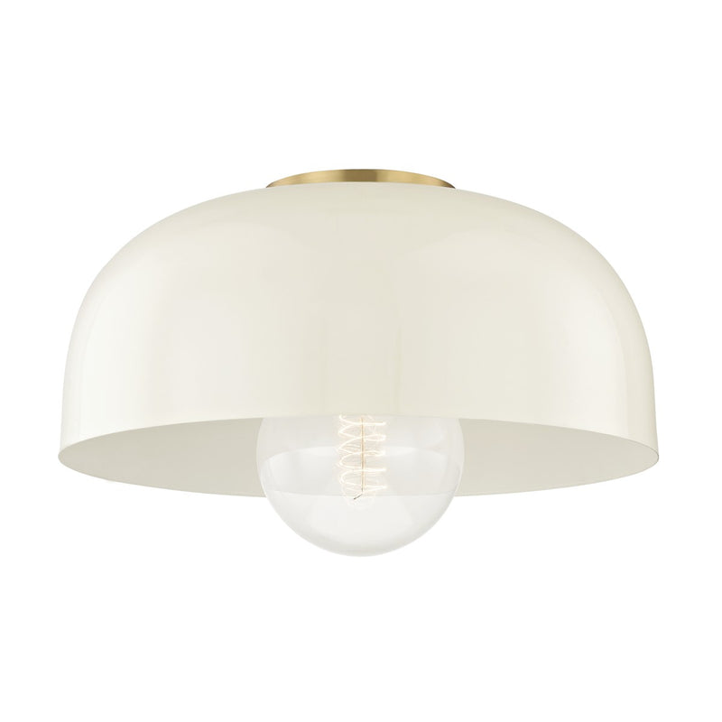 Mitzi H199501L-AGB/CR One Light Flush Mount, Aged Brass/Cream