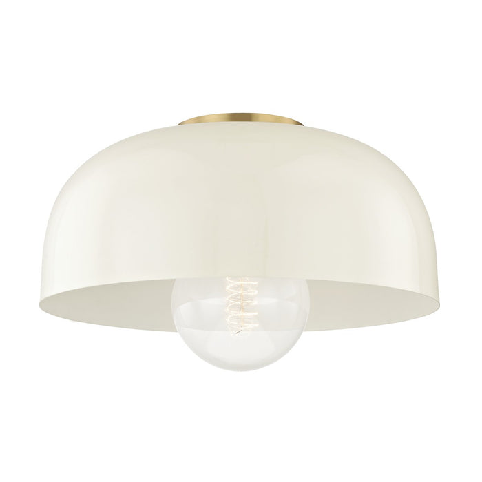 Mitzi H199501L-AGB/CR One Light Flush Mount, Aged Brass/Cream
