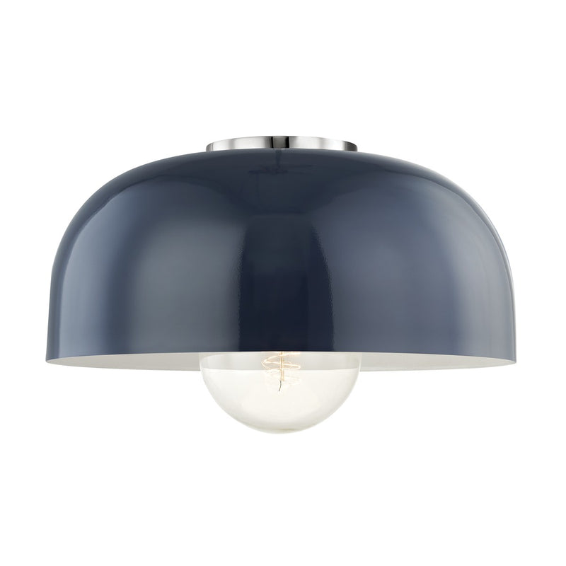 Mitzi H199501L-PN/NVY One Light Flush Mount, Polished Nickel/Navy