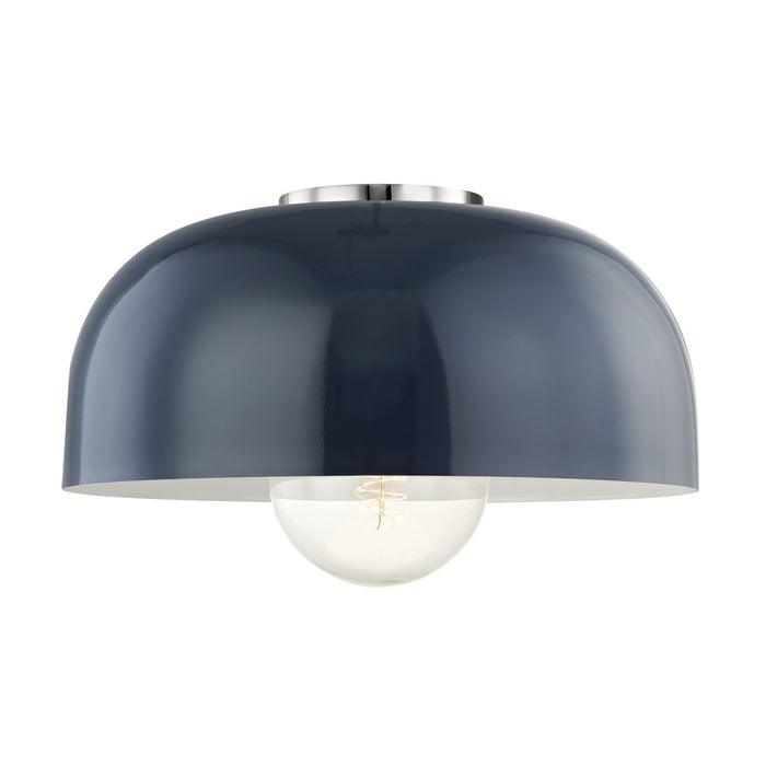 Mitzi H199501L-PN/NVY One Light Flush Mount, Polished Nickel/Navy