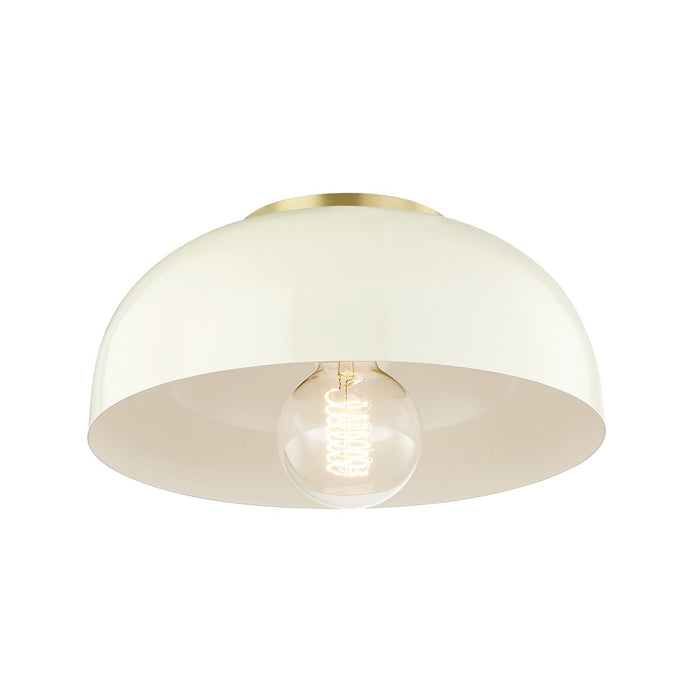 Mitzi H199501S-AGB/CR One Light Flush Mount, Aged Brass/Cream
