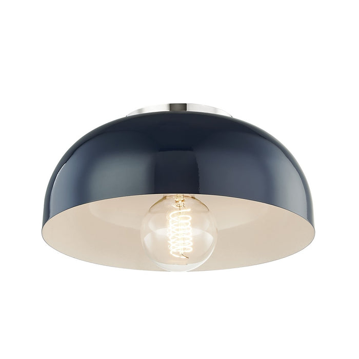 Mitzi H199501S-PN/NVY One Light Flush Mount, Polished Nickel/Navy