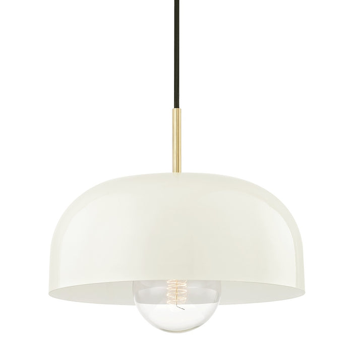 Mitzi H199701L-AGB/CR One Light Pendant, Aged Brass/Cream