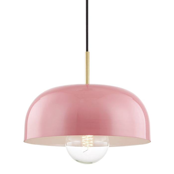 Mitzi H199701L-AGB/PK One Light Pendant, Aged Brass/Pink