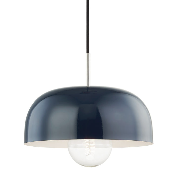 Mitzi H199701L-PN/NVY One Light Pendant, Polished Nickel/Navy